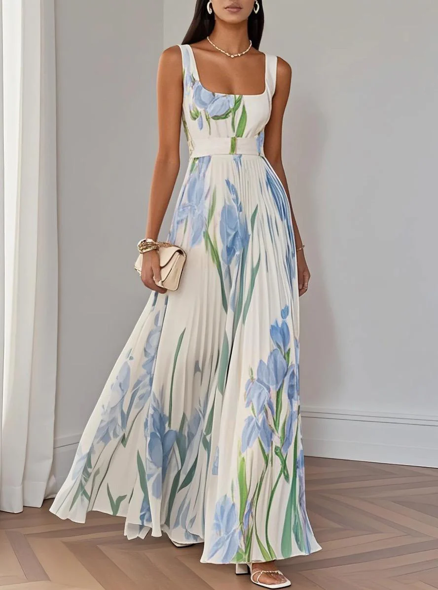 Pansy Floral Statement Maxi Dress In White