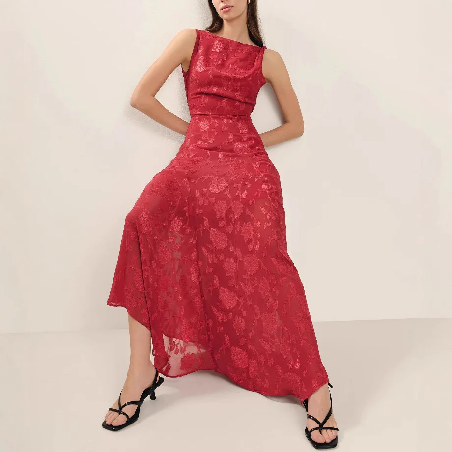 Peony Devore Maxi Dress In Red - Image 2