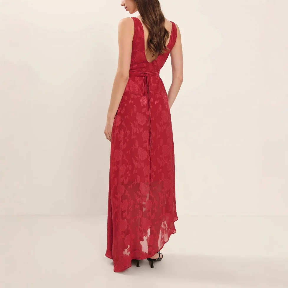 Peony Devore Maxi Dress In Red - Image 3