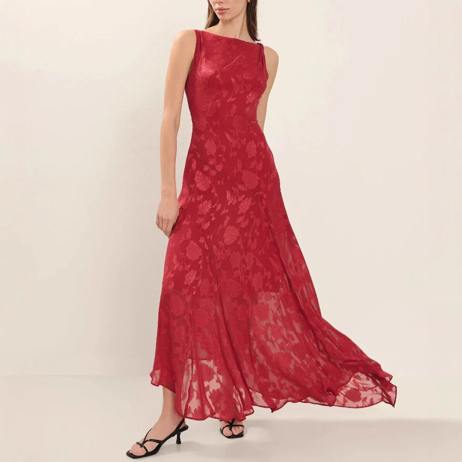 Peony Devore Maxi Dress In Red - Image 4