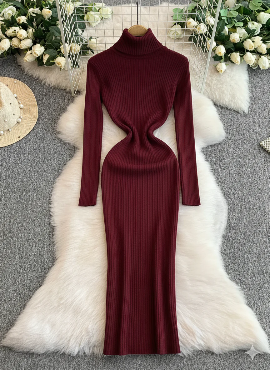 Perry High Neck Knitted Midi Dress - Image 4