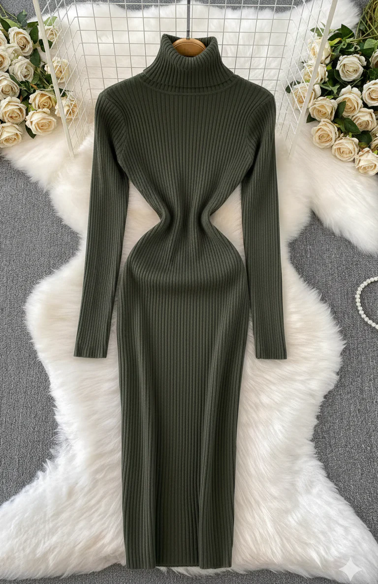 Perry High Neck Knitted Midi Dress - Image 5