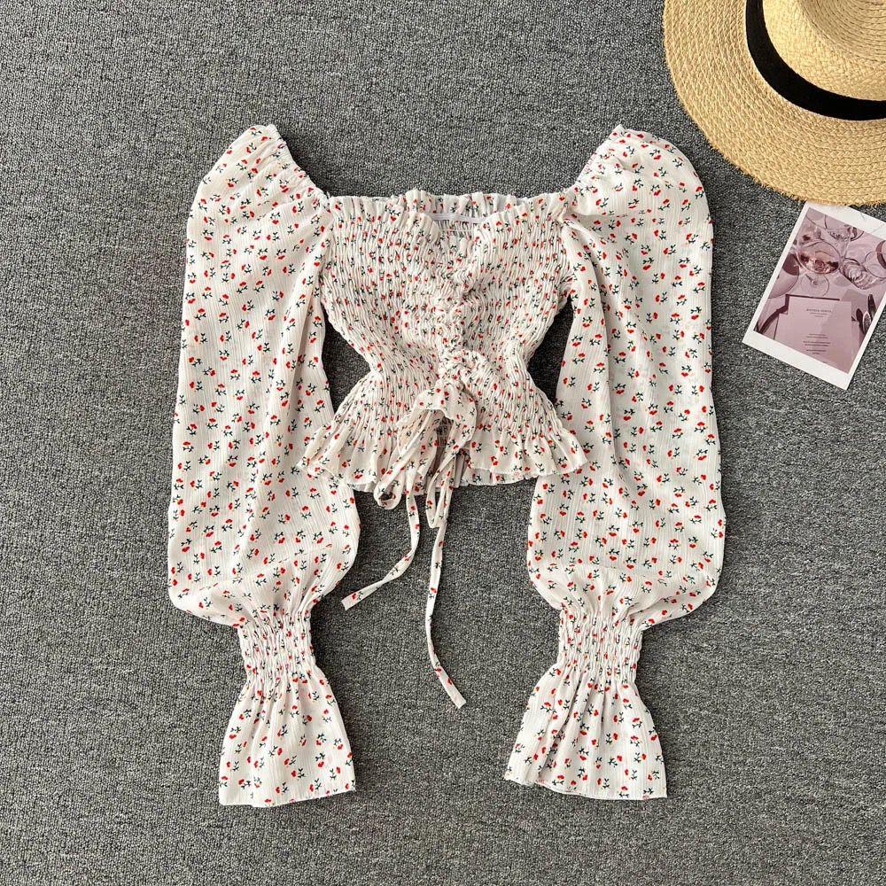 Philly Drawstring Lantern Sleeve Crop Top - Image 5