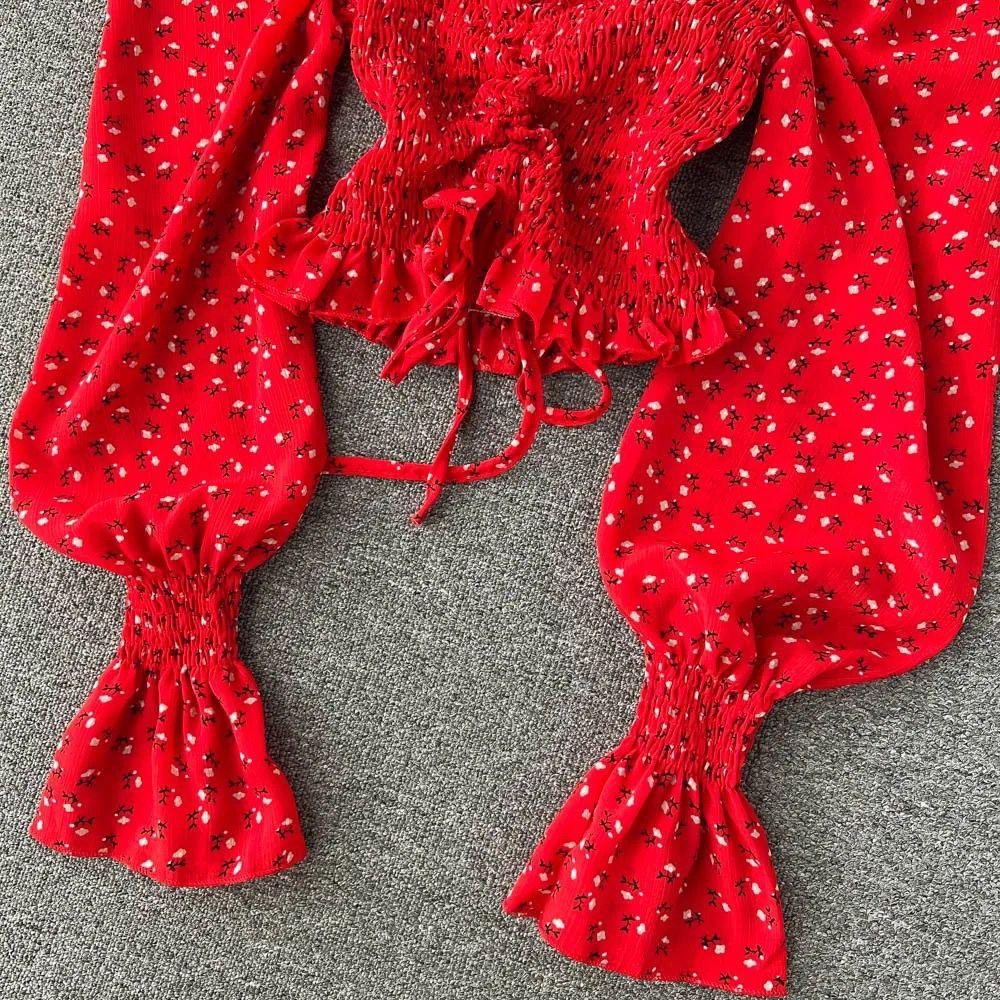 Philly Drawstring Lantern Sleeve Crop Top - Image 8