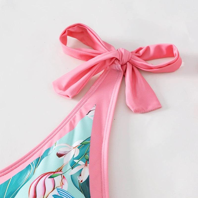 Plush Pink Swimsuit with Sarong - Image 2