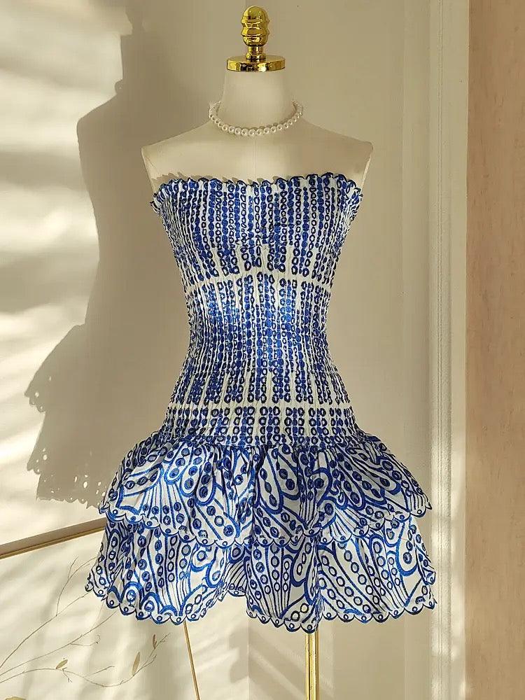 Praiano Luxe Summer Dress in Blue - Image 3