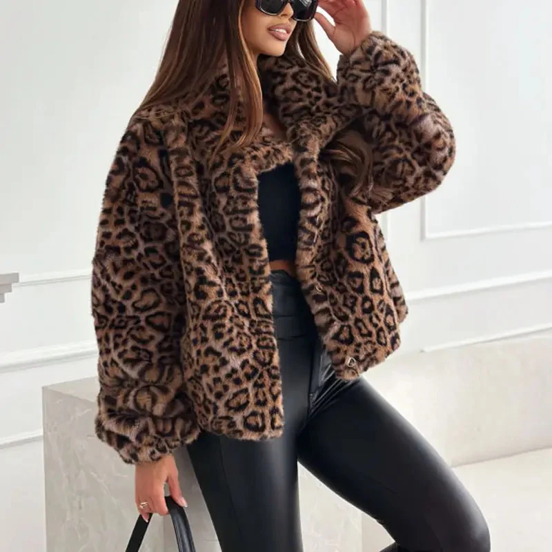 Premium Leopard Soft Fur Jacket - Image 4