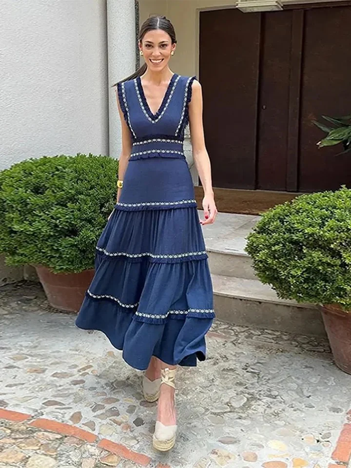 Rapunzel Cotton Summer Dress in Blue - Luxe Collection - Image 3