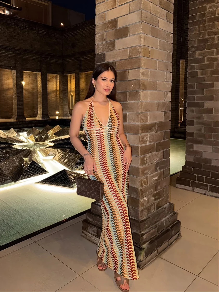 Reba Soft Crochet Dress In Multicolor