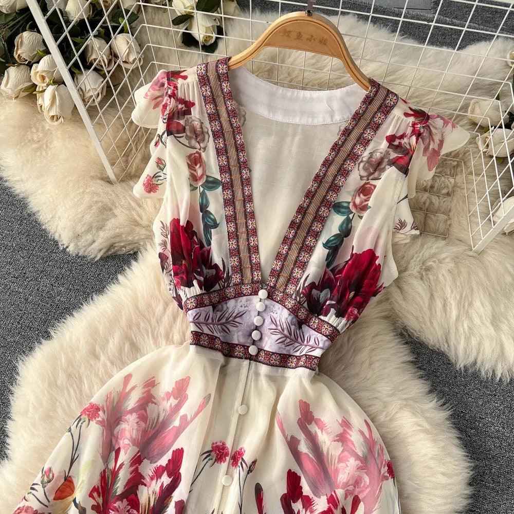 Rena Vintage Statement Maxi Dress In Off-White - Image 7