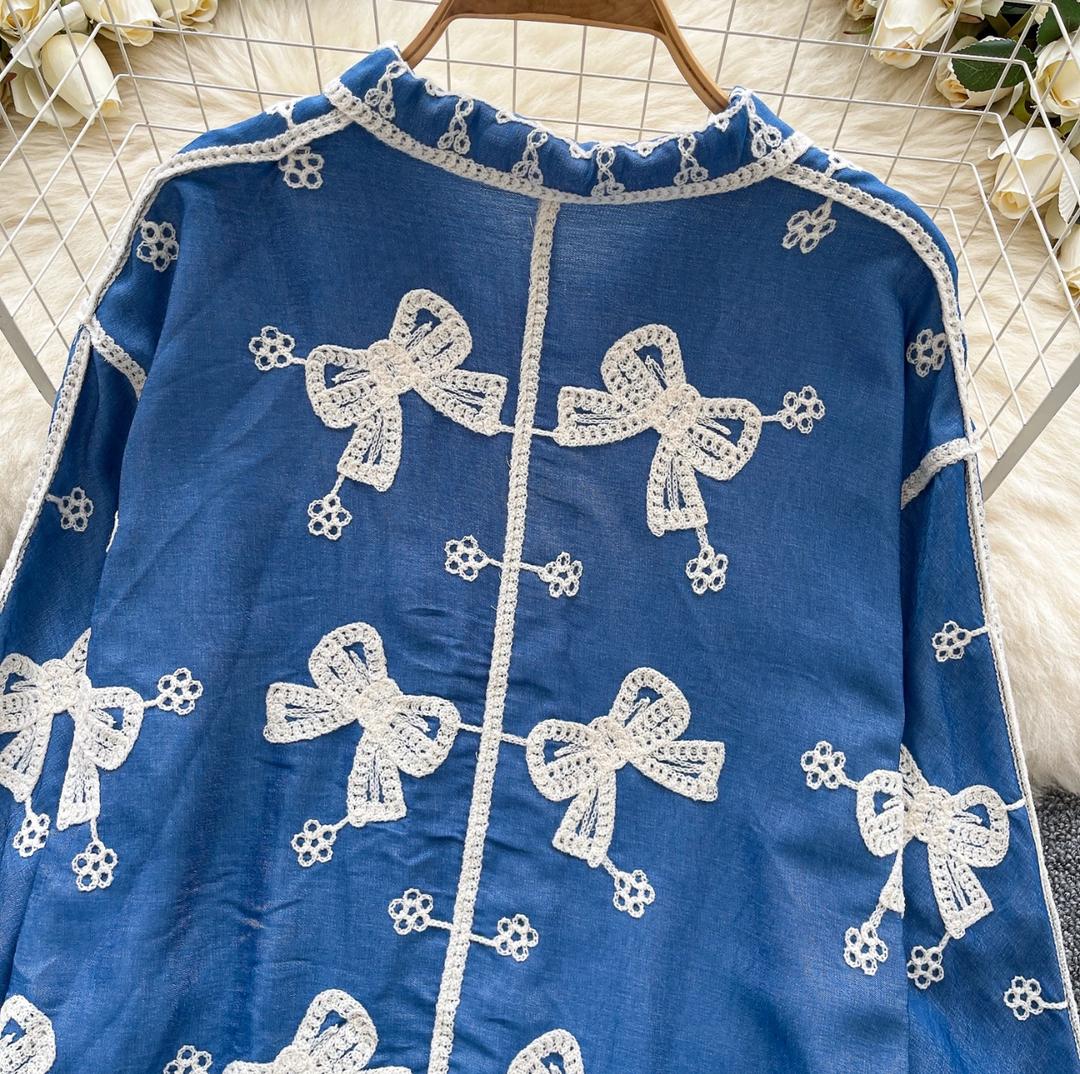 Rory Premium Embroidered Cotton Shirts In Sky Blue - Image 2
