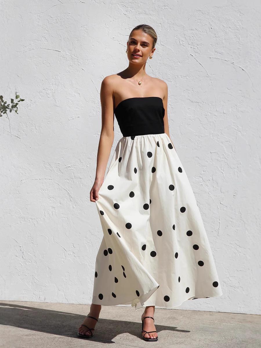 Rosin Polka Offshoulder Maxi Dress In Ivory - Image 2