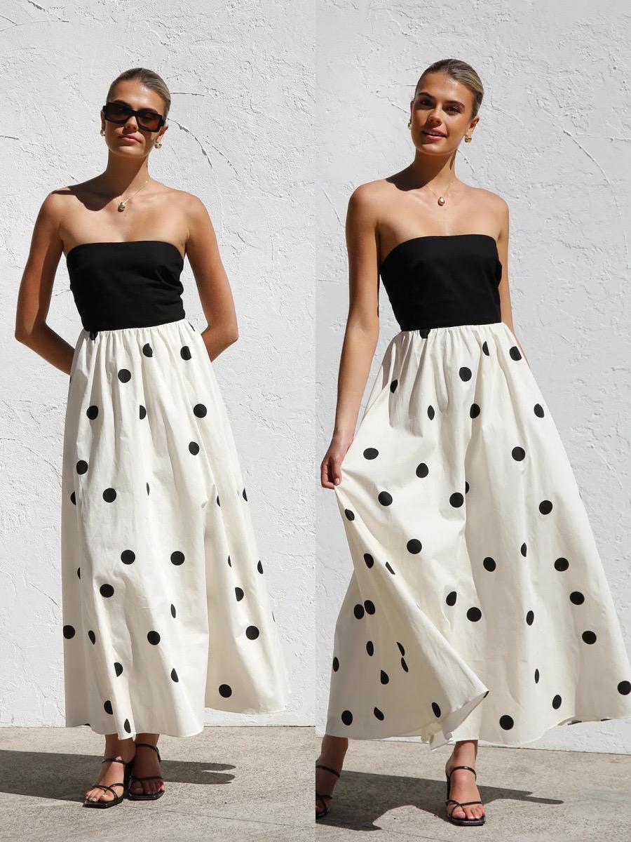 Rosin Polka Offshoulder Maxi Dress In Ivory - Image 4