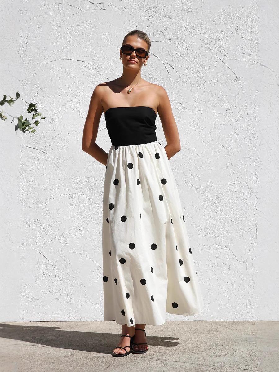 Rosin Polka Offshoulder Maxi Dress In Ivory - Image 5