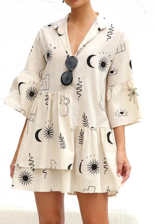 Rubeya Breezy Summer Dress In Off White - Image 2