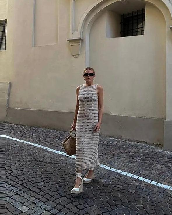 Rubeza Resortwear Soft Knit Dress In White - Image 3