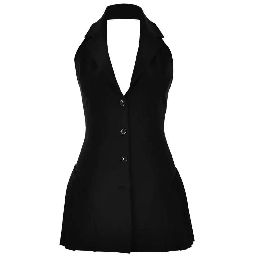 Ruby Luxe Backless Pleated Mini Dress - Image 2