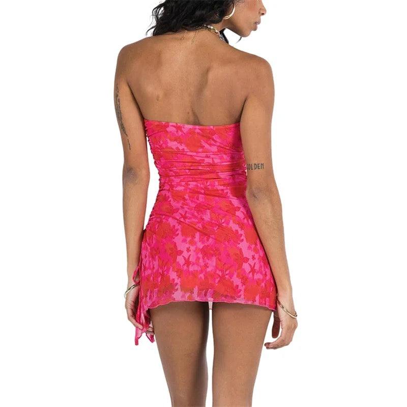 Ruby Ruched Tube Dress in Pink - Image 3