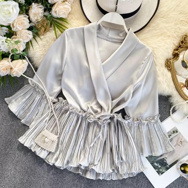 Ruffled Satin Blouse - Image 2