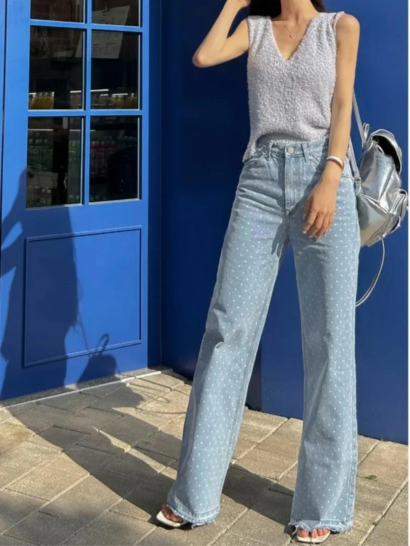 Rumi Statement Denim Jeans In Light Blue - Image 2