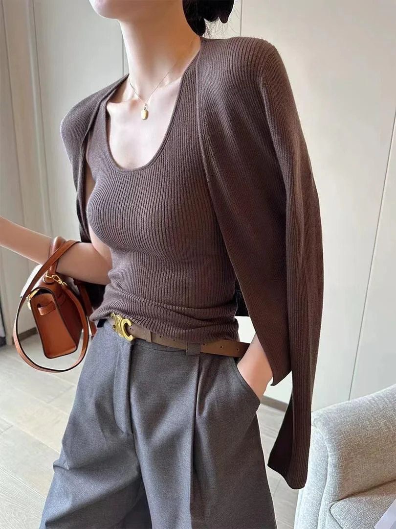 Saira Statement Tops with Cape Style Sweater - Image 3