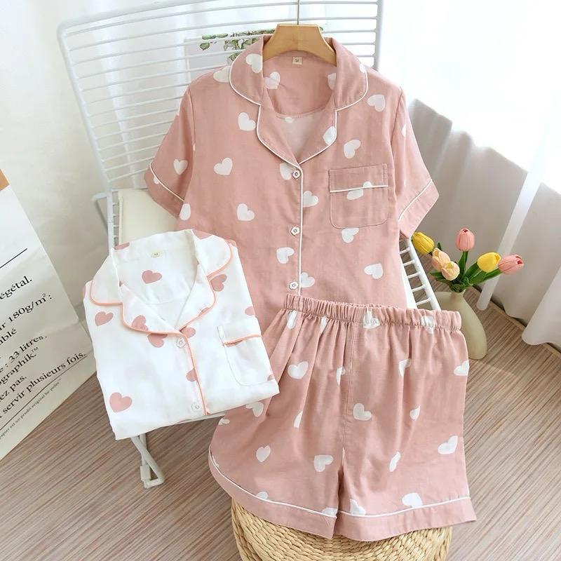 Salmon Heart Cotton Nightsuit - Image 2