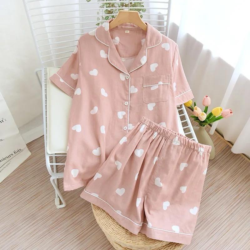 Salmon Heart Cotton Nightsuit - Image 3