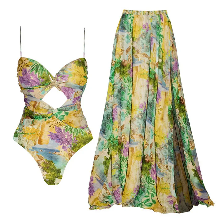 Salome Cutout Swimsuit With Skirt - Image 2