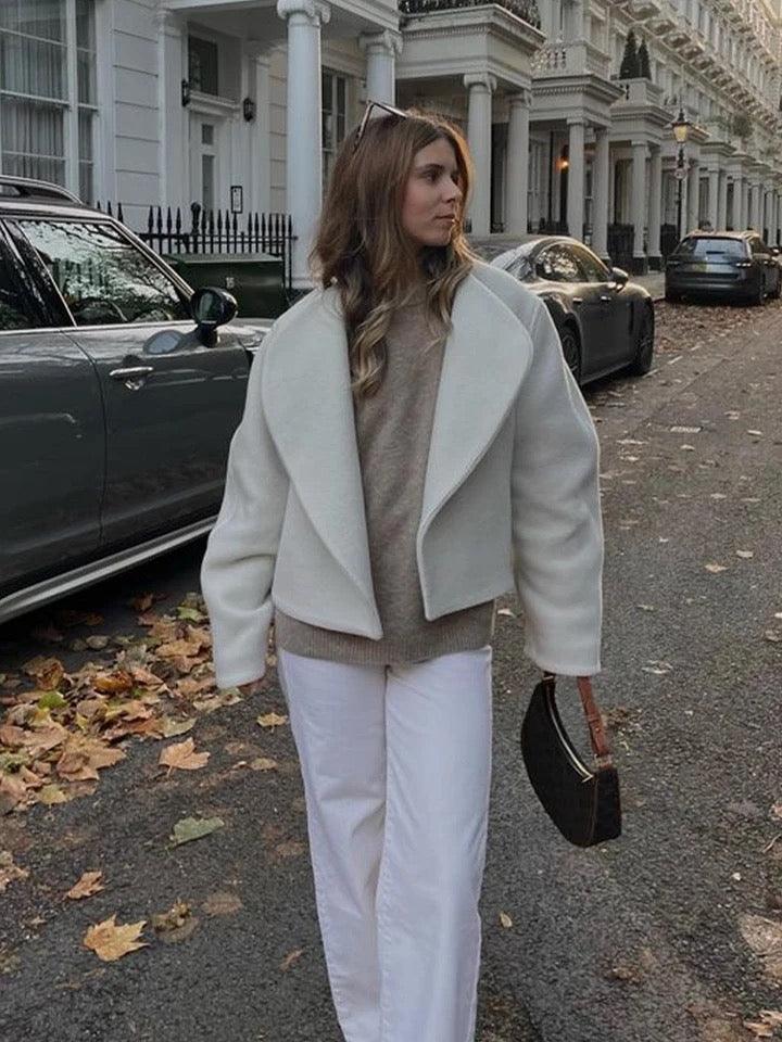Samuel Warm Wool Premium Luxe Short Coat In Beige - Image 3