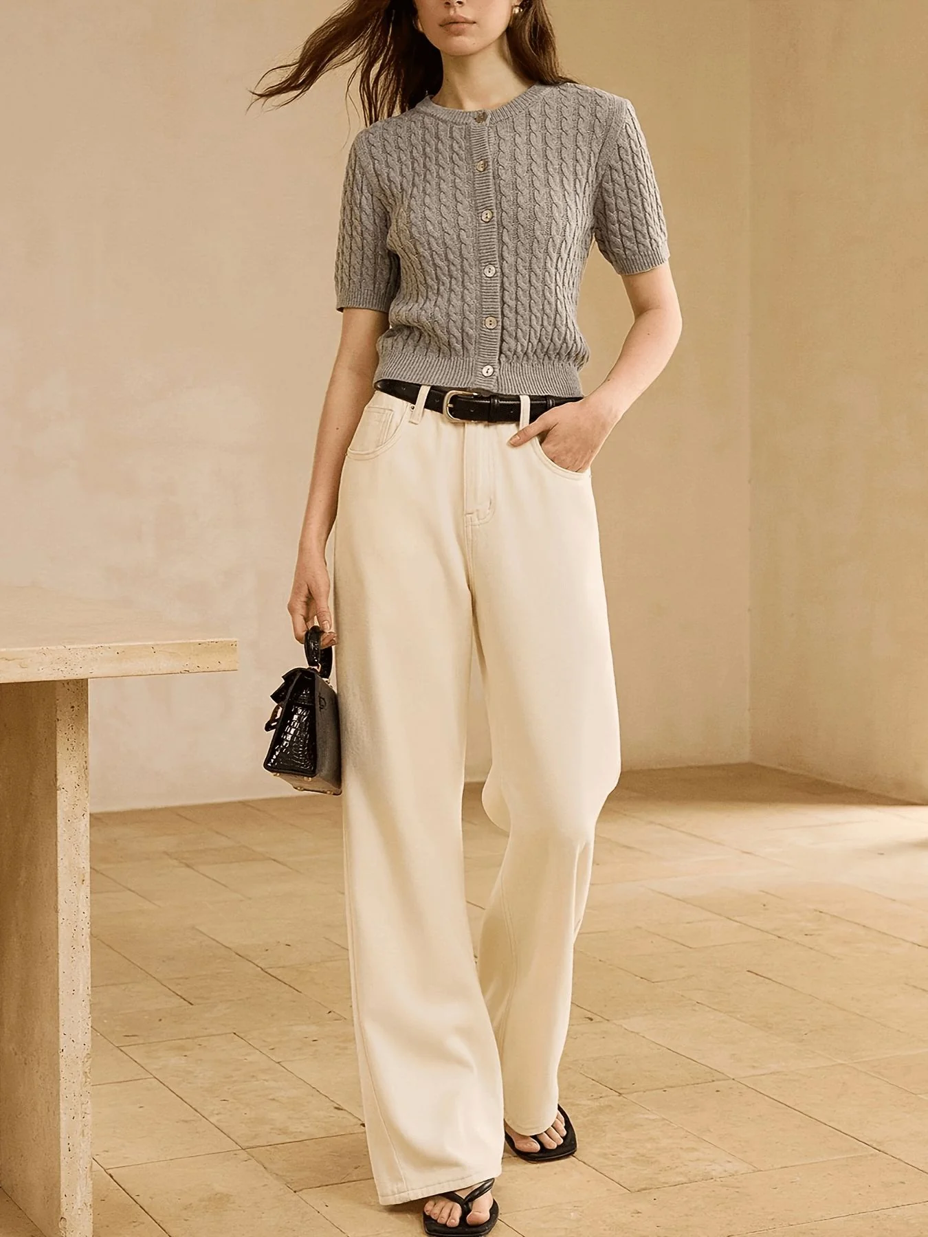 Selene Winter Knit Top In Grey - Image 3
