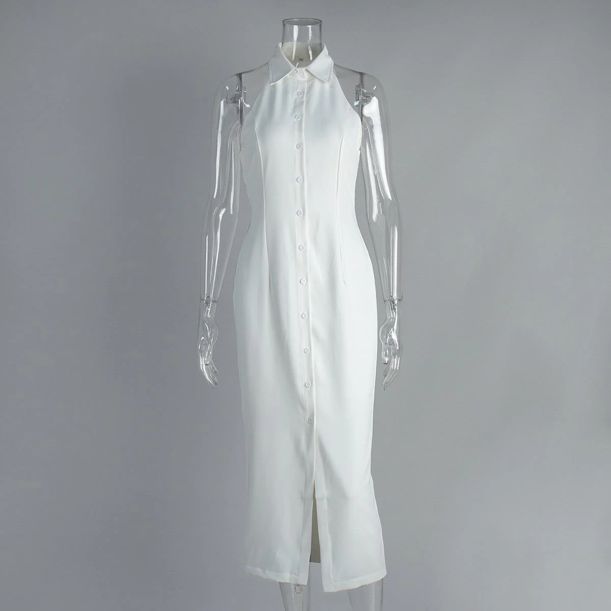Semi Statement Summer Dress In White - Image 6