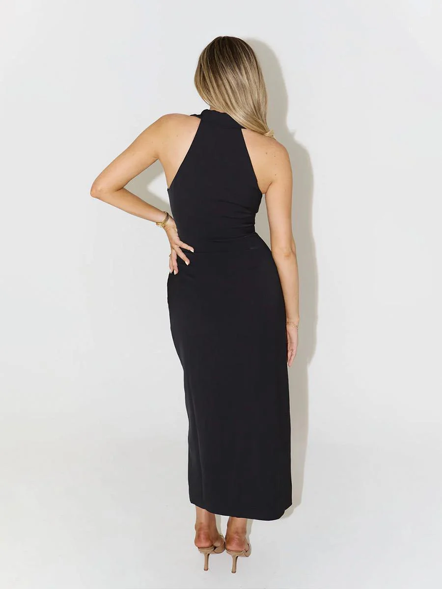 Semi Statement Summer Dress In Black - Image 2
