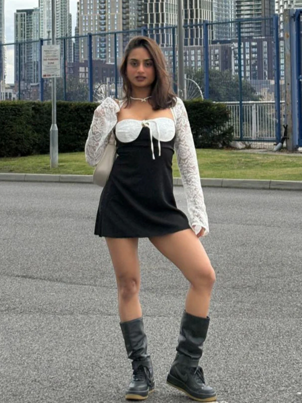 Serbia Lace Mini Dress In Black - Image 10