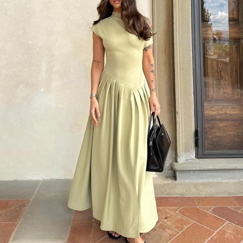 Sereia Statement Pleated Holiday Dress In Pista Green - Image 5