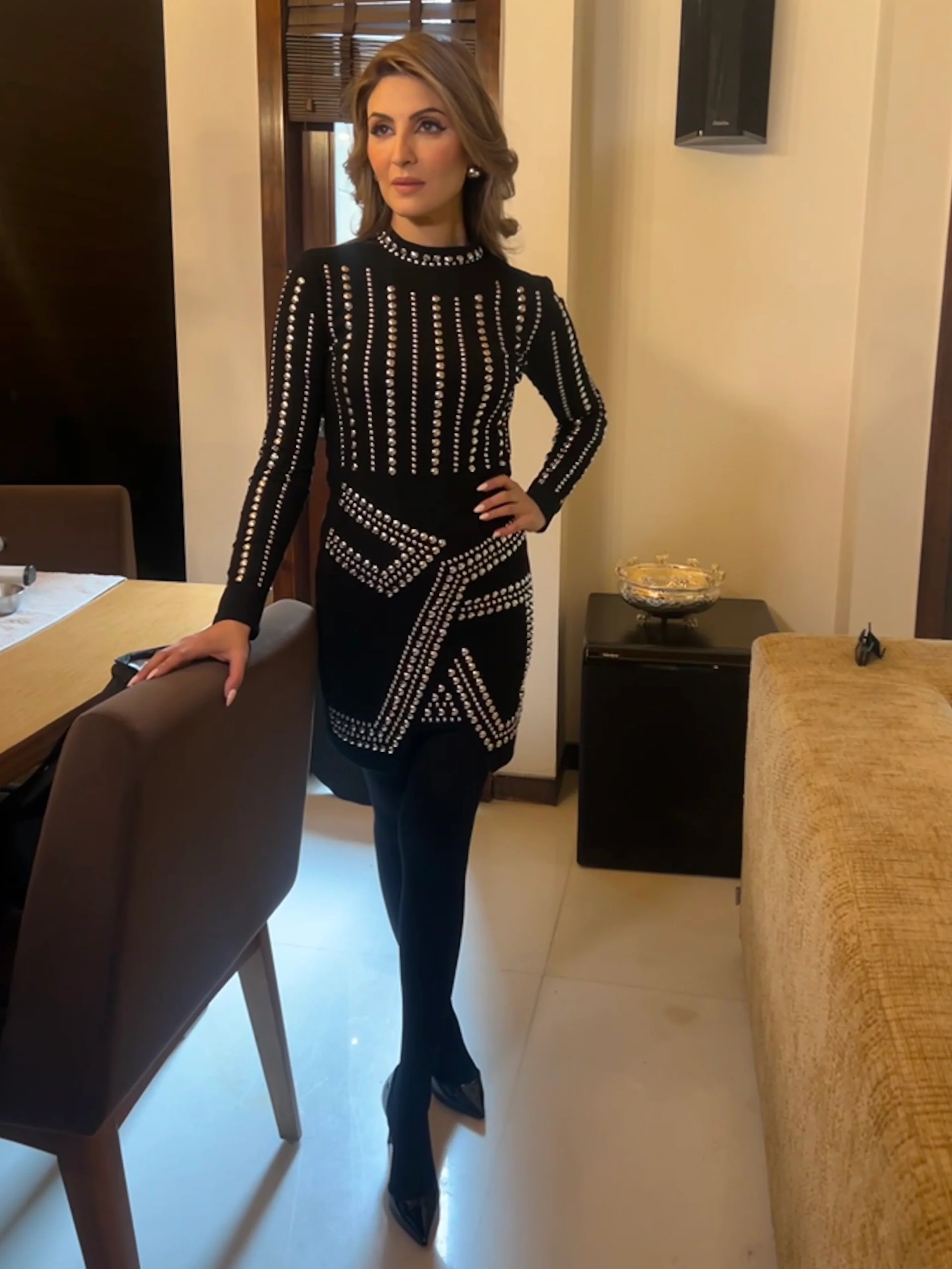 Sereya Riveted Luxe Dress In Black - Image 3