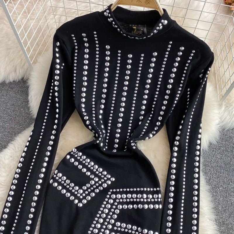 Sereya Riveted Luxe Dress In Black - Image 5