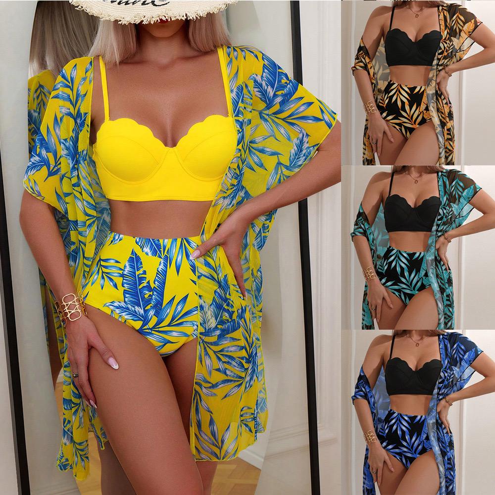 Shay Holiday Bikini Set With Cape In Yellow - Image 5