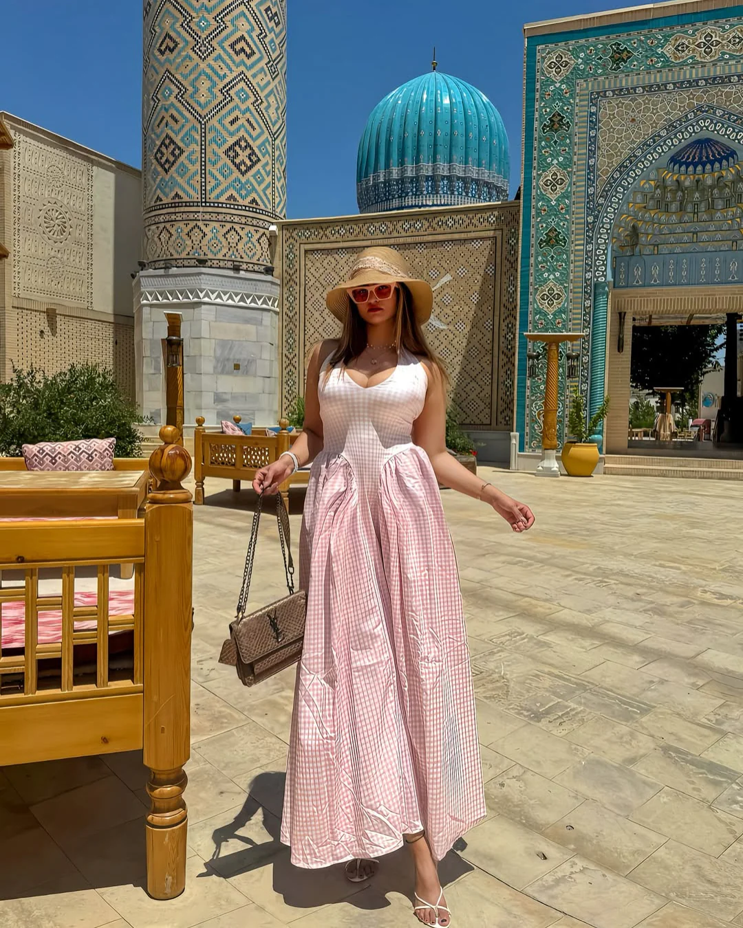 Shireen Drop Waist Midi Dress In Pink - Image 14