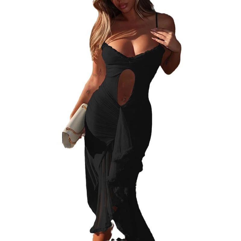 Sidonie Statement Bodycon Mesh Dress In Black - Image 9