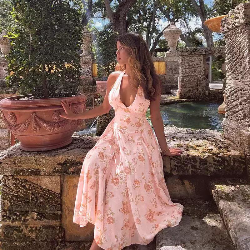 Simiana Vintage Floral Midi Dress In Pink - Image 3