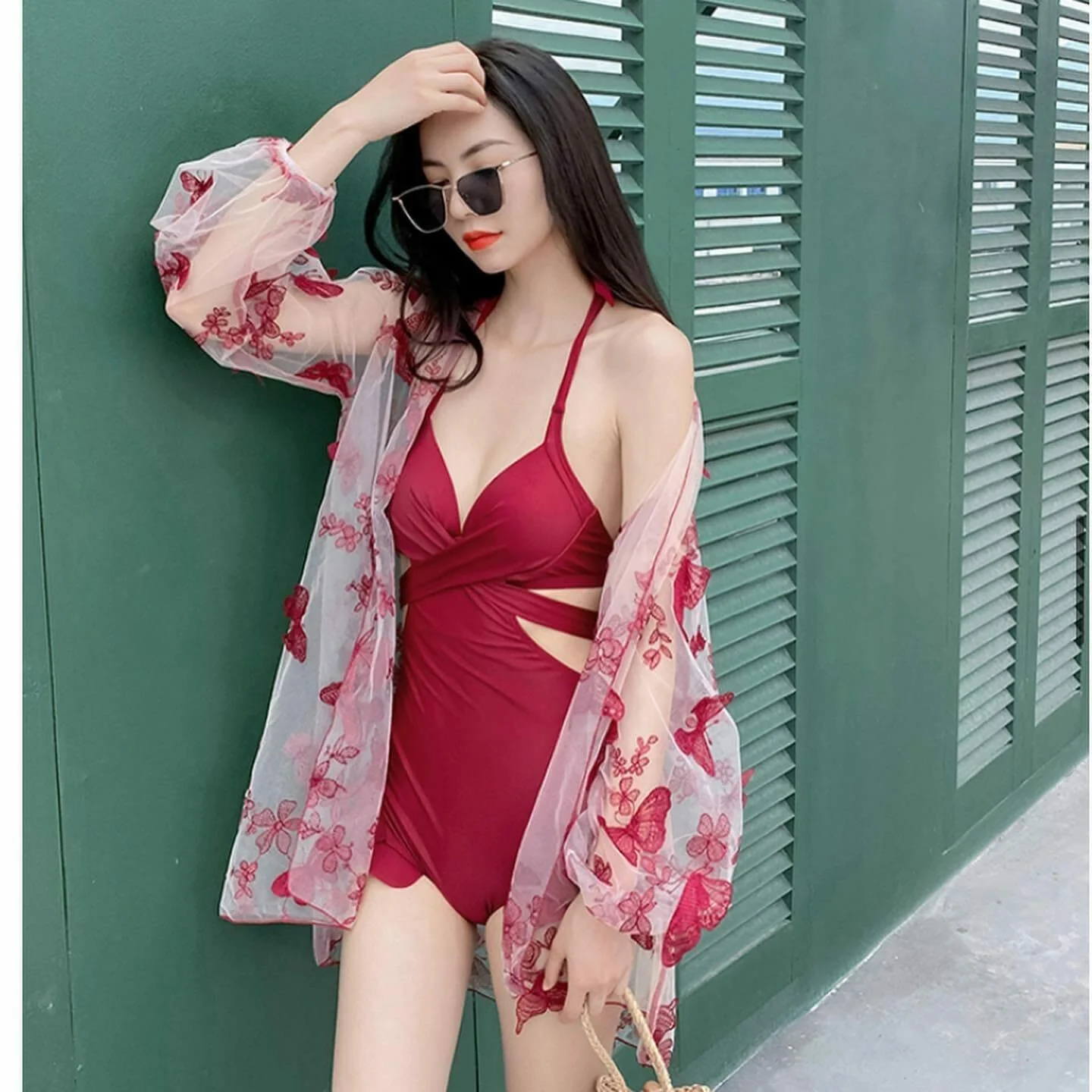 Sinner 3 piece  Swimsuit In Red - Image 4