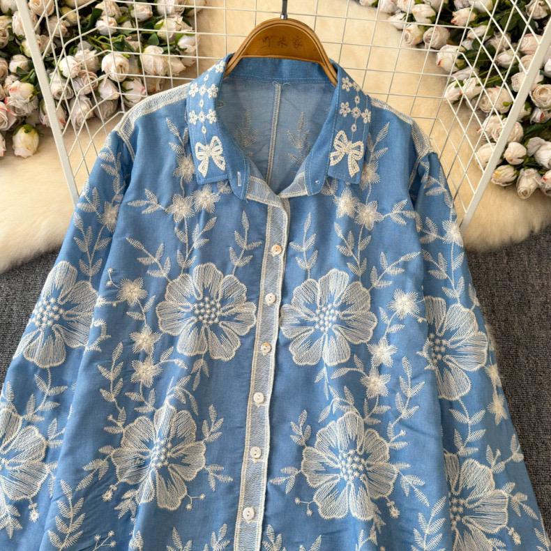 Siya Premium Embroidered Cotton Shirts In Blue - Image 5