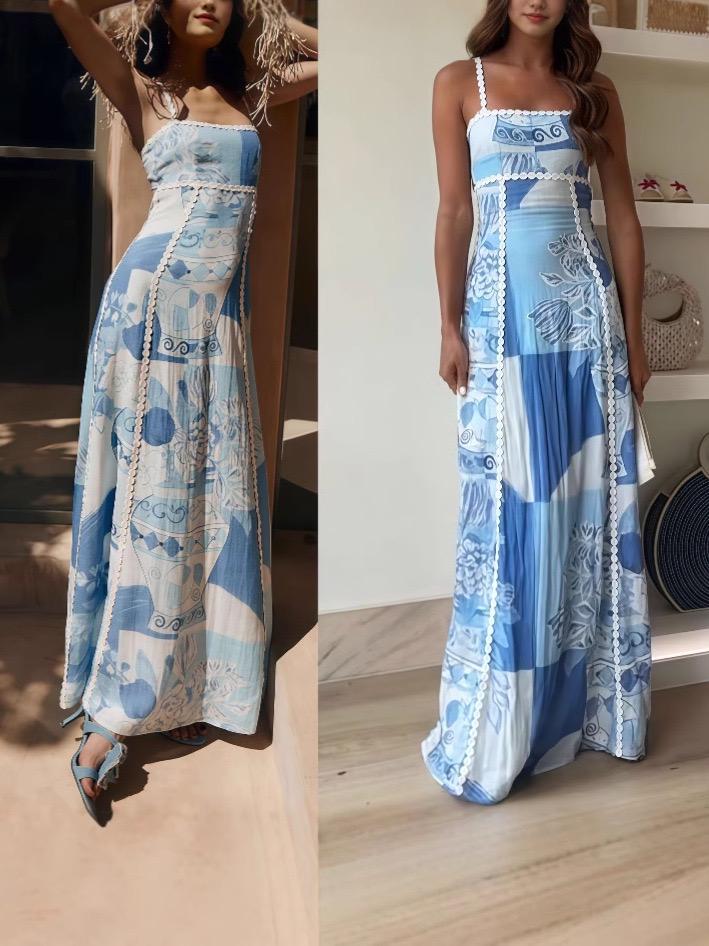 Solara Statement Summer Maxi Dress In Blue - Image 3