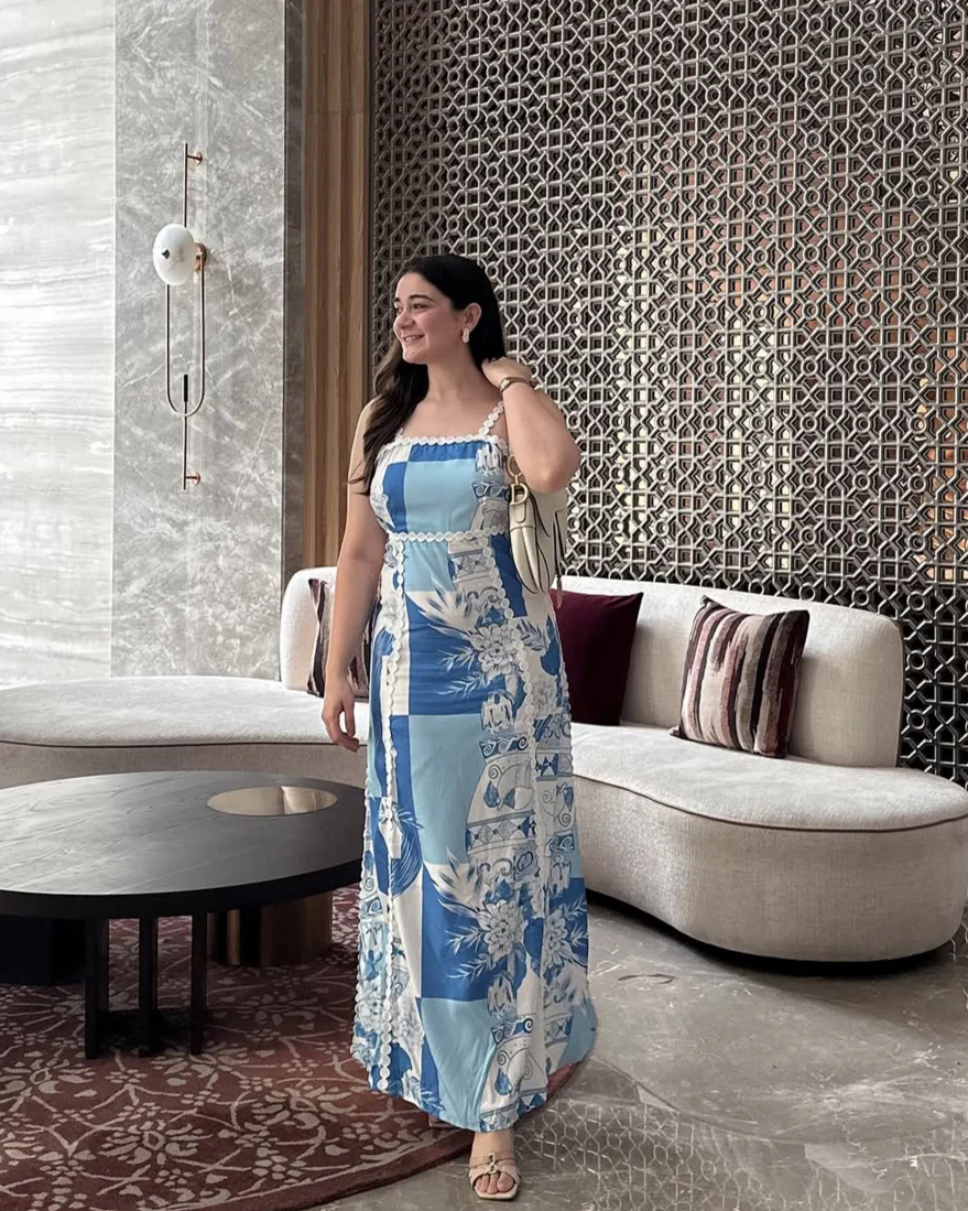 Solara Statement Summer Maxi Dress In Blue - Image 4
