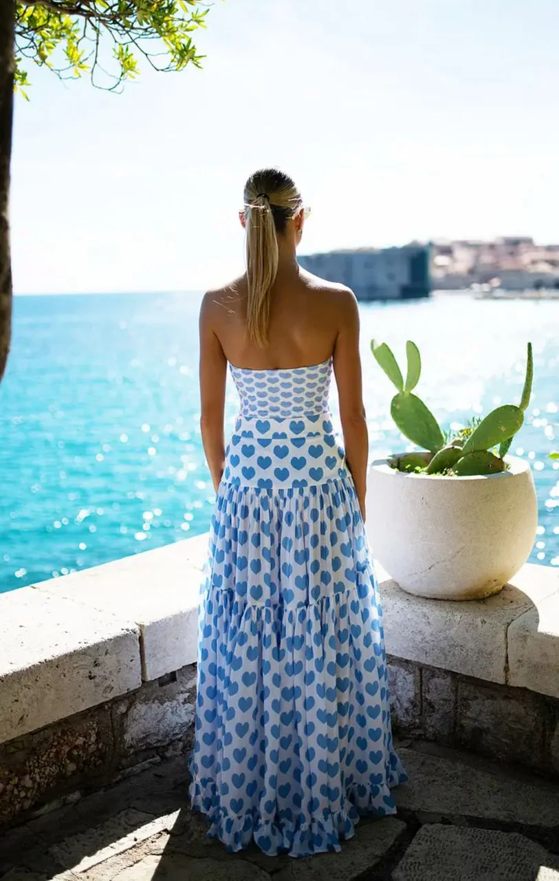 Soley Swimsuit With Sarong Skirt In Blue - Image 4