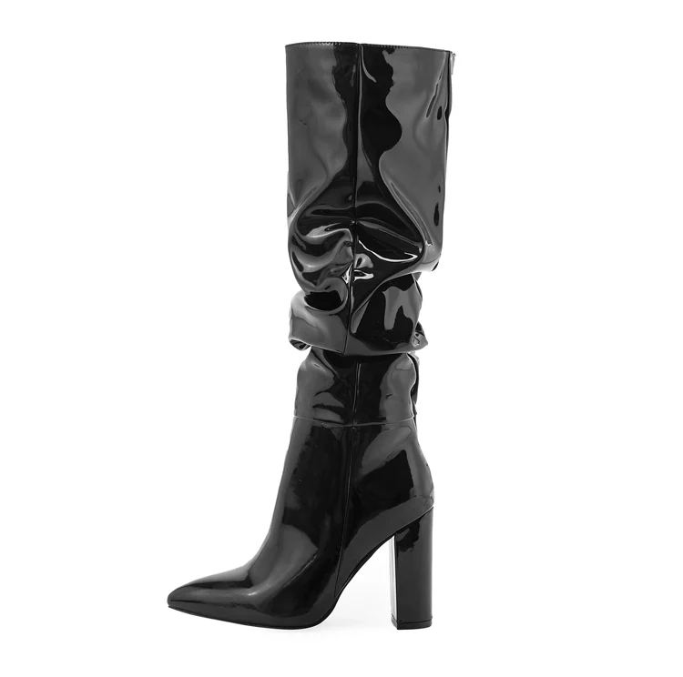 Sophie Knee High Block Leather Boots - Image 11