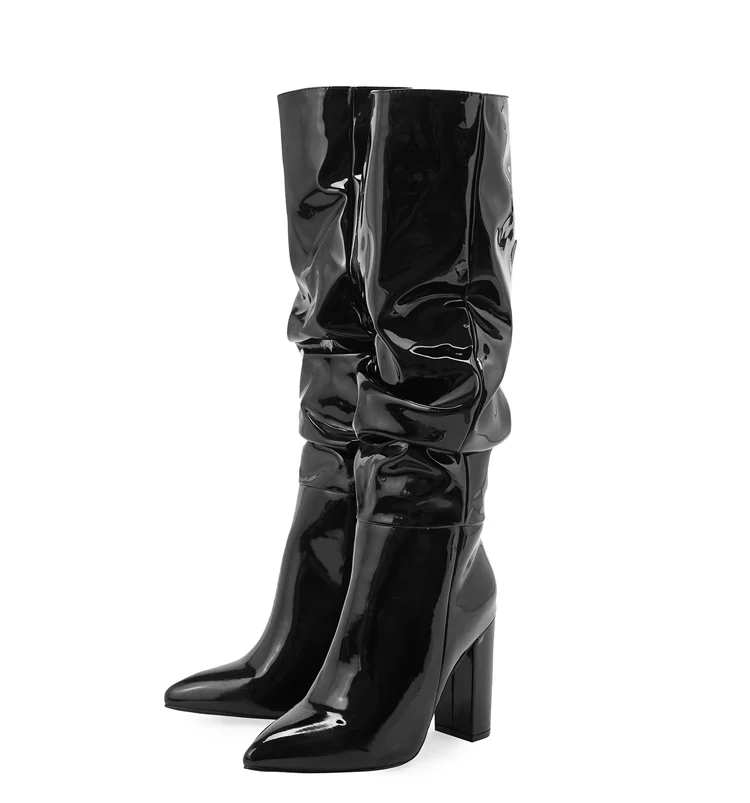 Sophie Knee High Block Leather Boots - Image 12