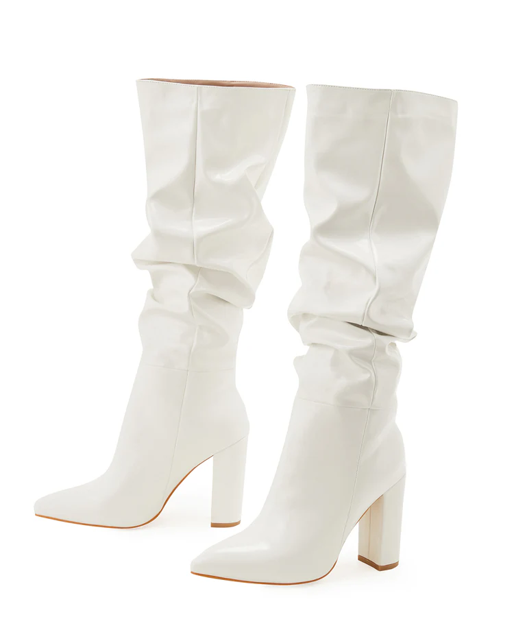 Sophie Knee High Block Leather Boots - Image 13