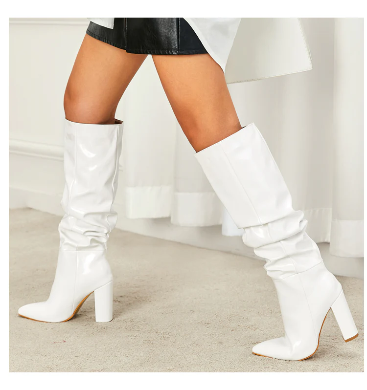 Sophie Knee High Block Leather Boots - Image 2