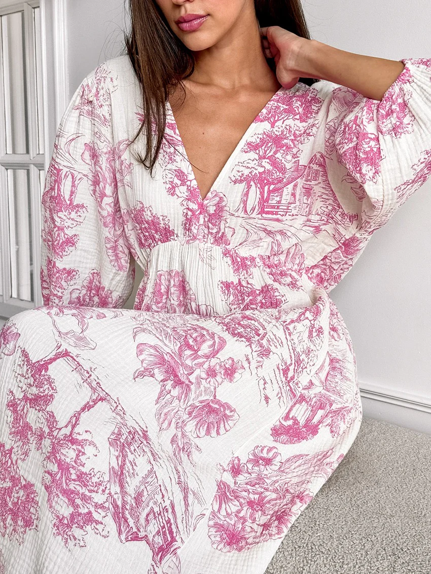 Stellan Cotton Holiday Dress In Pink - Image 3